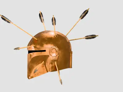 Arrowed Mandalorian Helmet Damaged Sci Fi Game Ready Low-poly 3D model