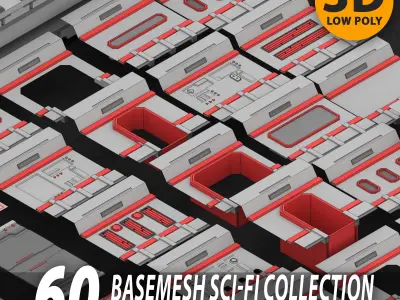 60 BaseMesh SCI-FI Collection Low-poly 3D model