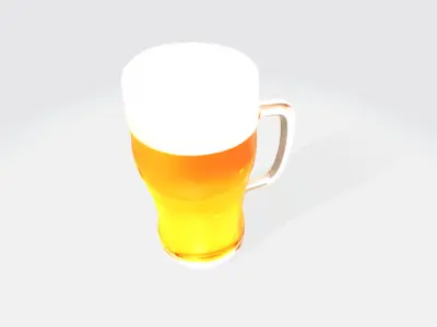 Glass of beer Low-poly 3D model