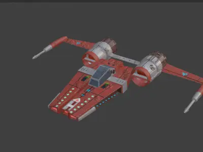 stylized 3d starfighter 1 Game-Ready Sci-Fi Spaceship in Blender Low-poly 3D model