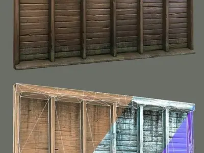 Wood wall Fixture Low-poly 3D model