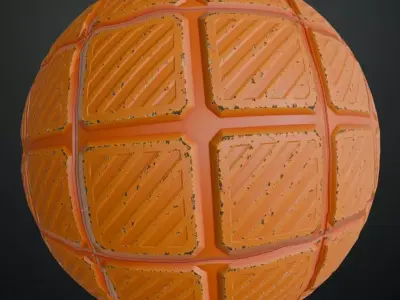 Orange Metal Plate Sci-Fi PBR Seamless Texture