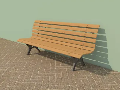 3D Park Bench Model - Metal and Wood Low-poly 3D model