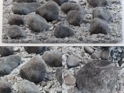 Square street pebble and stone big n1 3D model