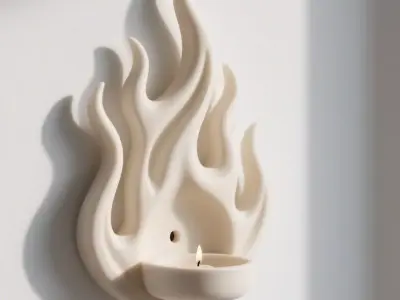 Wall-Mounted Flame-Inspired Candleholder 3D print model