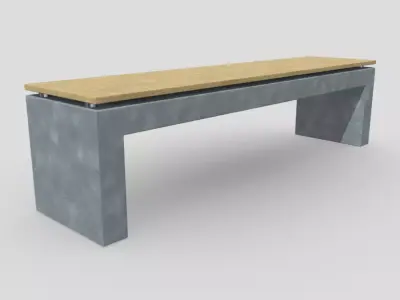 Bench 2 made of concrete and wood Low-poly 3D model