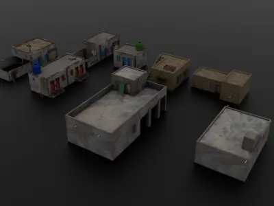 Village Houses Collection Low-poly 3D model