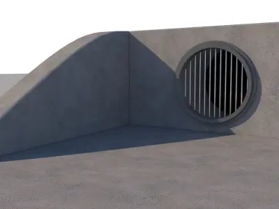 Sewers concrete floor with vent Low-poly 3D model