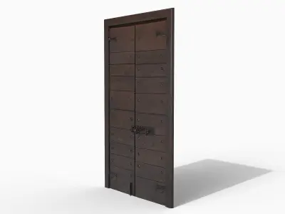 Wooden door 4 Low-poly 3D model