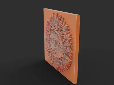Sun And Moon Wall Art Medallion Home Decor Boho Architectural 3D print model