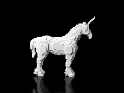 Unicorn Minecraft Voxel Low-poly 3D model