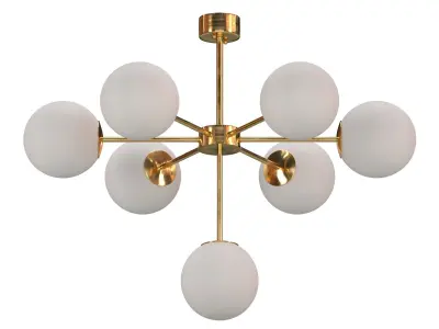 BALL 7 chandelier with six balls hanging from it Low-poly 3D model
