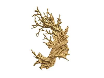Golden Flowing Fabric decor set wall mural for CNC 02 3D print model