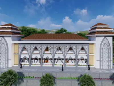 class building with islamic design exterior 3D model