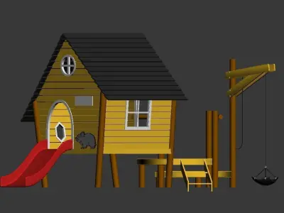children basin wooden playhouse 3d model 3D model