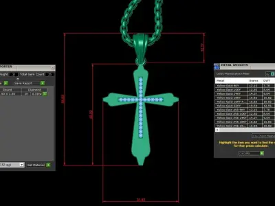 High Cross Pendant Light Gold 18K 3CP019 3D print model