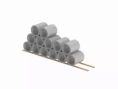 Concrete Pipes Stack  3D model