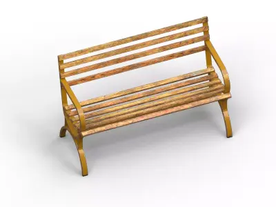 Old Street Bench Low-poly 3D model