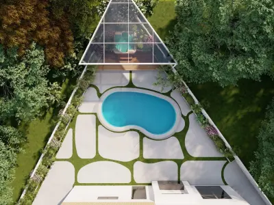 3D Exterior Scene 3D model design garden and landscape 3D model 3D model