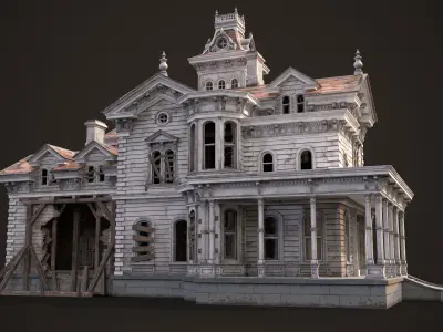 Old Abandoned American House Low-poly 3D model