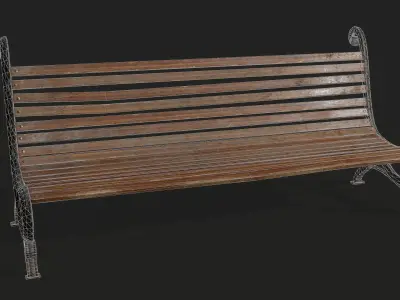 Street Bench Low-poly 3D model buy