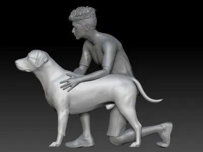 KID PLAY WITH DOG 1 3D print model