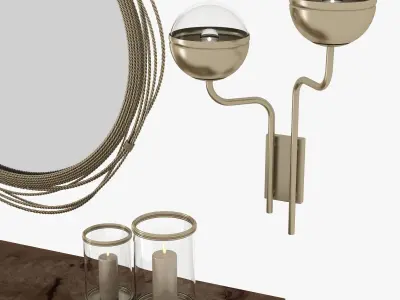 Brabbu kayan mirror  niku wall lamp and baraka chest 3D model