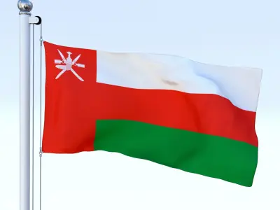 Animated Oman Flag Low-poly 3D model