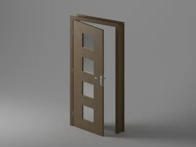 Single Door - Plain with Glass Squares - 12 Handles - Revit 2020 3D model
