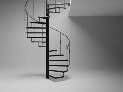Spiral Staircase with Glass Steps Low-poly 3D model