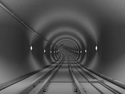 Underground Railway Tunnel-Track 3D model