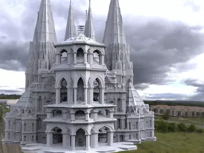 Elven city lothlorian forest castle 3D 3D model