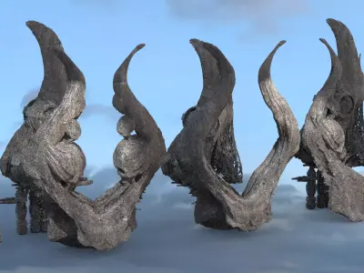 Alien meteor Scull walls 6 designs 3D model