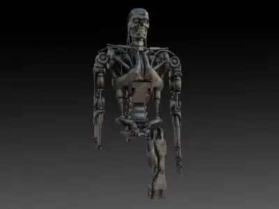 Damaged T-800 Terminator Crawling No Legs 3D Model Low-poly 3D model
