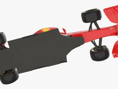  F1 Racing Chassis with Sponsor Logos Red Rigged 
