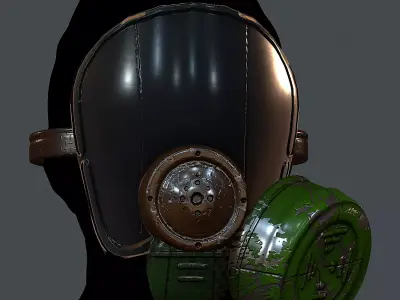 Gas mask helmet 3d model scifi Low-poly  Low-poly 3D model