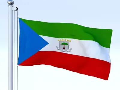Animated Equatorial Guinea Flag Low-poly 3D model