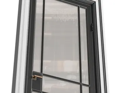 Interior Door in Art Deco style with corrugated glass 3D model