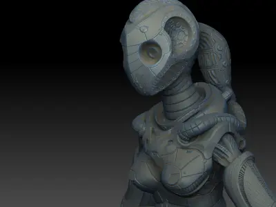 Droid Girl Low-poly 3D model