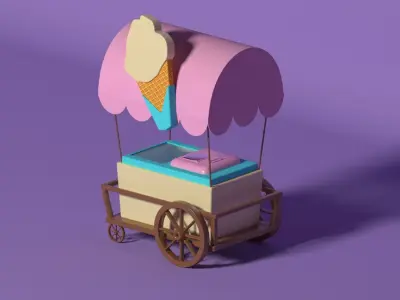 Ice Cream Cart  Low-poly 3D model