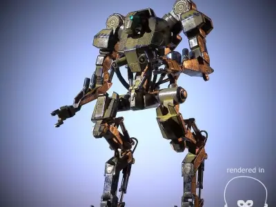 Industrial Mech Low-poly 3D model
