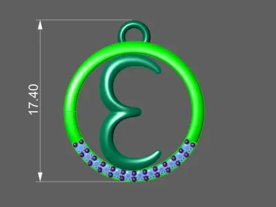Initial Letter Pendant E 3D print model