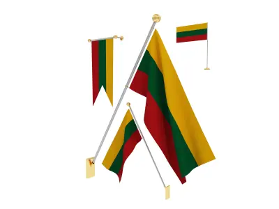 Flags of Lithuania 3D model