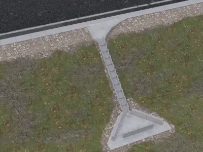 Road Stepped spillway set Low-poly 3D model