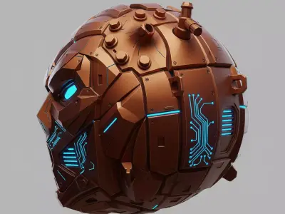 Cyber Pumpkin Mask 3D Printable Sci-Fi Halloween Helmet  3D model