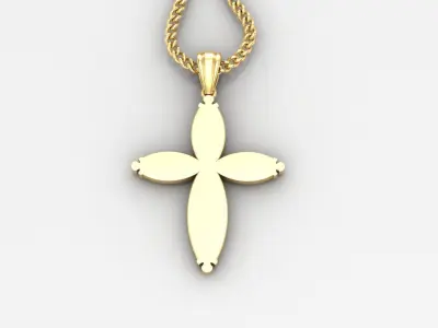 Light Gold 18K Cross Pendant 1CP055 3D print model