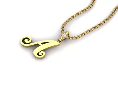 Alphabet V3 Light Gold  Font Pendant A 3D print model