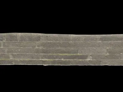 Staircase stone wall Low-poly 3D model