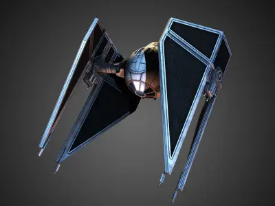 low poly Tie Interceptor Low-poly 3D model