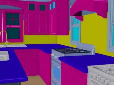 full realistic kitchen sceen with kitchen appliance 3D model